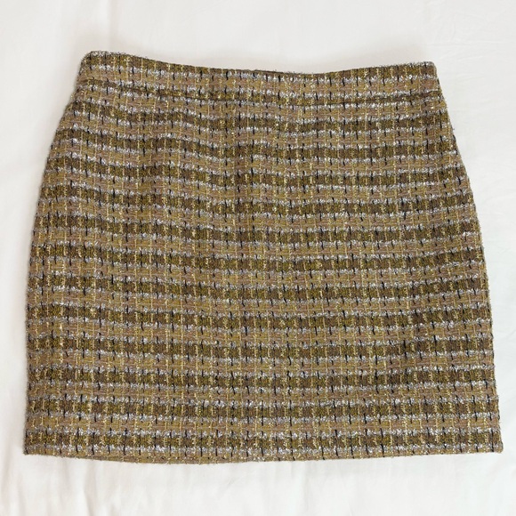 J. Crew Factory Women’s Metallic Gold/Silver Textured Tweed Mini Skirt, Size 6 - Picture 1 of 12